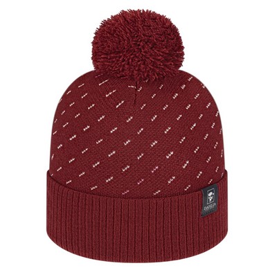 Diagonal Dash Knit Cap With Ribbed Cuff